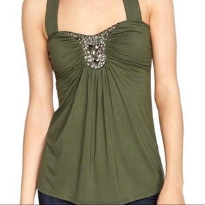 White House Black Market Green Halter Top